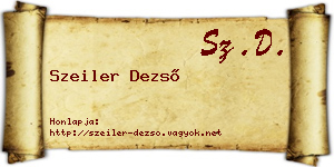 Szeiler Dezső névjegykártya
